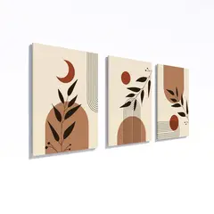 GAMA DIGITAL - Cuadros decorativos Triptico Brown Vibes Boho 30x40