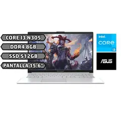 ASUS - PORTATIL VIVOBOOK INTEL CORE I3 N305 RAM 8GB SSD 512GB 15.6 FHD SILVER