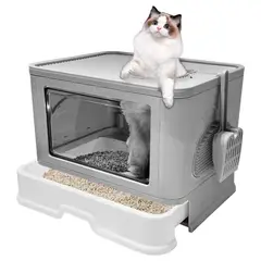 GENERICO - Arenera Caja Baño Gatos Arena Gris Plástico Rigido Mascotas