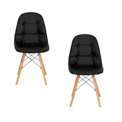 DISTRIONLINE - Set X2 Sillas De Diseño Eames Con Botones Color Negro