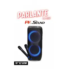 PK - Parlante Bluetooth de Fiesta 10” 60W con Micrófonos Inalámbricos y Luces LED