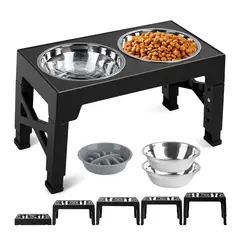 GENERICO - Comedero Bebedero Perro Ajustable Altura Elevado Antireflujo