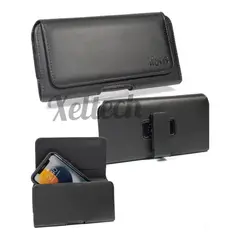 GENERICO - Estuche Protector de Cuero para Smartphone con Clip de Correa