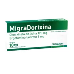 MEGALABS - MIGRADORIXINA 125+1 MG CAJA 10 COMPRIMIDOS
