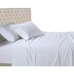 GENERICO - Juego De Sabanas Doble 140x190 Blanco Sateen Stripe