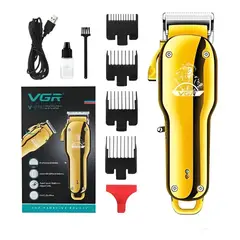 VGR - Máquina Afeitadora Cortadora De Cabello y Cuerpo Profesional Recargable Inalámbrica 678 Dorada