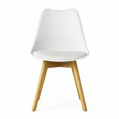 DISTRIONLINE - Silla Ema Color Blanco Con Cojin Y Patas De Madera