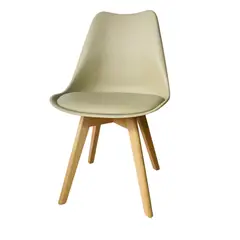 DISTRIONLINE - Silla Ema Color Beige Con Cojin Y Patas De Madera
