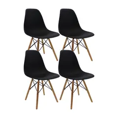 DISTRIONLINE - Set X4 Sillas Eames De Diseño Color Negro