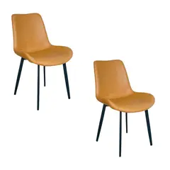 DISTRIONLINE - Set X2 Sillas Luxury Color Marrón Con Patas Metálicas