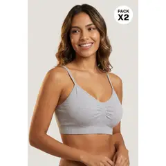 LILI PINK - Paquete x2 top sin costuras con copas removibles