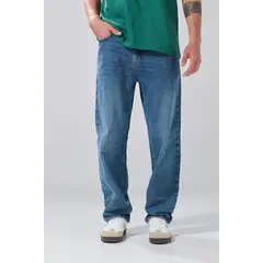KOAJ - Jean baggy azul con bota ancha, desgastes y tiro medio Hombre
