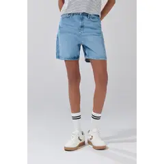 KOAJ - Short de jean azul claro con tiro súper alto y desgaste Mujer