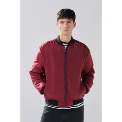 KOAJ - Chaqueta bomber negra doble faz con acabados en rib Hombre