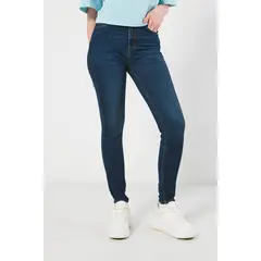 KOAJ - Jean jegging azul oscuro con bolsillos y tiro súper alt Mujer