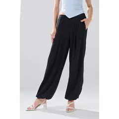 KOAJ - Pantalón balloon negro con tiro medio y bota ancha Mujer