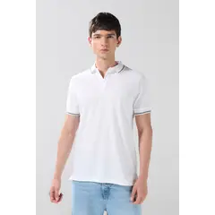 KOAJ - Camiseta polo manga corta unicolor con botones en frent Hombre