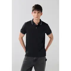 KOAJ - Camiseta polo manga corta unicolor con botones en frent Hombre