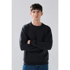 KOAJ - Buzo cuello redondo unicolor ajustado con manga larga Hombre