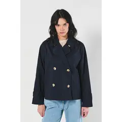 KOAJ - Chaqueta corta unicolor tipo gabardina con cierre cruza Mujer
