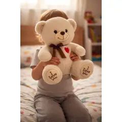 INFANTILES CAJUROMIX - Oso De Peluche Con Corazón I Love You Beige