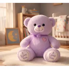 INFANTILES CAJUROMIX - Oso De Peluche Con Corazón I Love You Morado