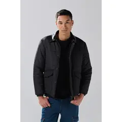 KOAJ - Chaqueta acolchada bomber unicolor con bolsillos y crem Hombre