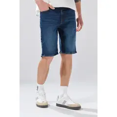 KOAJ - Bermuda azul de jean slim con tiro bajo y costuras visi Hombre