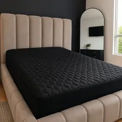 BALI - Protector de Colchón Semidoble Acolchado Termosellado Antialérgico Ajuste Perfecto Negro