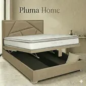 PLUMA HOME - Base Baul King Dividida+ Cabecero Texas+ Colchon 2 Pillow Tipo Libro - Gratis 2Almohadas y Protector