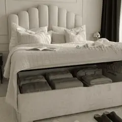 PLUMA HOME - Base Baul Sencilla Entera+ Cabecero Monarque + Colchon Doble Pillow - Gratis 1Almohada y Protector