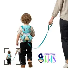 GO ISPIRAZIONI KIDS - Arnes de seguridad para niños - MARCA DINOSAURIO BRONCOSAURUS AGUAMARINA