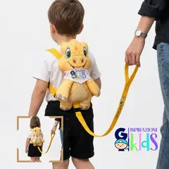 GO ISPIRAZIONI KIDS - Arnes de seguridad para niños - MARCA DINOSAURIO BRONCOSAURUS AMARILLO