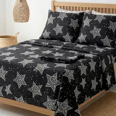 BALI - Sabanas Cama Doble Estellas Blanco y Negro Calidad Premium
