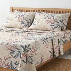 BALI - Sabanas Cama Doble Estampado Hojas Pastel Calidad Premium