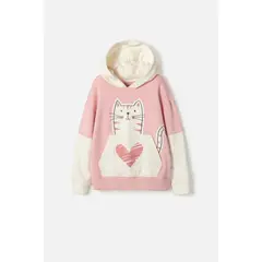 MIC - Buzo de con capucha rosado para niña