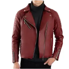 GENERICO - Chaqueta Vinotinto, tipo cuero, para hombre