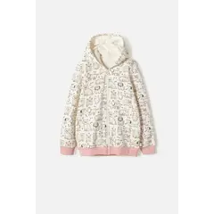 MIC - Buzo de con capucha marfil para niña
