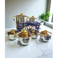 GENERICO - Bateria De Ollas 12 Pc Acero Quirurgico Con Termo Difusor