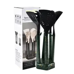 SKY - Set 7 Utensilios De Cocina En Silicona Antiadherente: Juego De Espátulas y Cucharas Premium