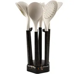 SKY - Set 7 Utensilios De Cocina En Silicona Antiadherente: Juego De Espátulas y Cucharas Premium