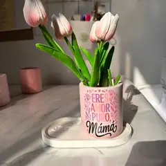 DECORACIONES ALE Y GABY - Centro Decorativo Mama Amor Puro incluye Base tulipanes y recipiente