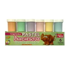 GENERICO - TEMPERA CAJA PARCHESITOS PASTEL x 6 UNIDADES