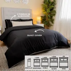 AMARE HOME - Funda de Plumón o Duvet cover Negro Semidoble - Colección Terra