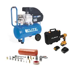 ELITE - Compresor Ca6256 + Taladro Inalámbrico Furius Fbd2150k