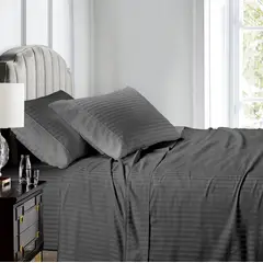 GENERICO - Juego De Sabanas Semidoble 120x190 Blanco Sateen Stripe