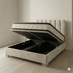 PLUMA HOME - Base Baul Doble Dividida+ Cabecero Montecarlo + Colchon Doble Pillow - Gratis 2Almohadas y Protector