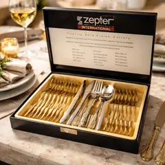 ZEPTER - Juego De Cubiertos 24 Piezas Acero Inoxidable Plateado Set 6 Personas Elegante
