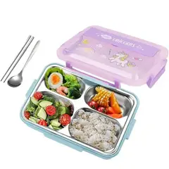 GENERICO - Lonchera Térmica Infantil Para Niña Tipo Bento En Acero Inoxidable 4 Compartimentos