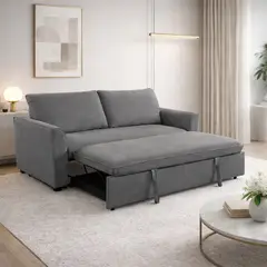 SOFA MARKET - Sofa Cama Cajon Tori 2 Puestos Tela Gris Claro
